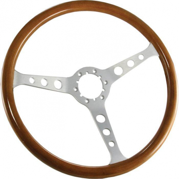 Corvette 15" Steering Wheel Light Wood And Satin Spokes 1967-1982 