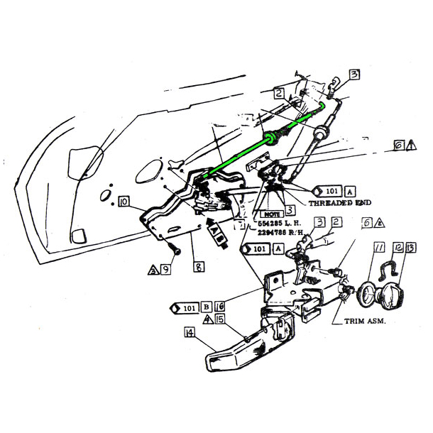 Corvette Door Opening Control Rod Inner 1968-77