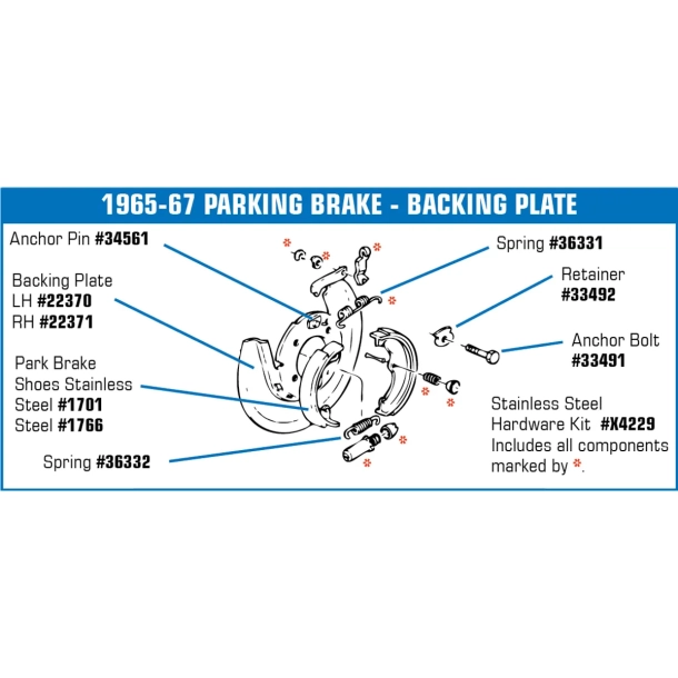 verste fjeder til hndbremse bakker 1965-1982 Corvette