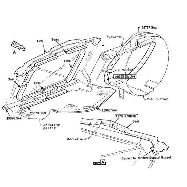 Radiator Sup Baffle Seal Lwr Rear 1968-1970 Corvette